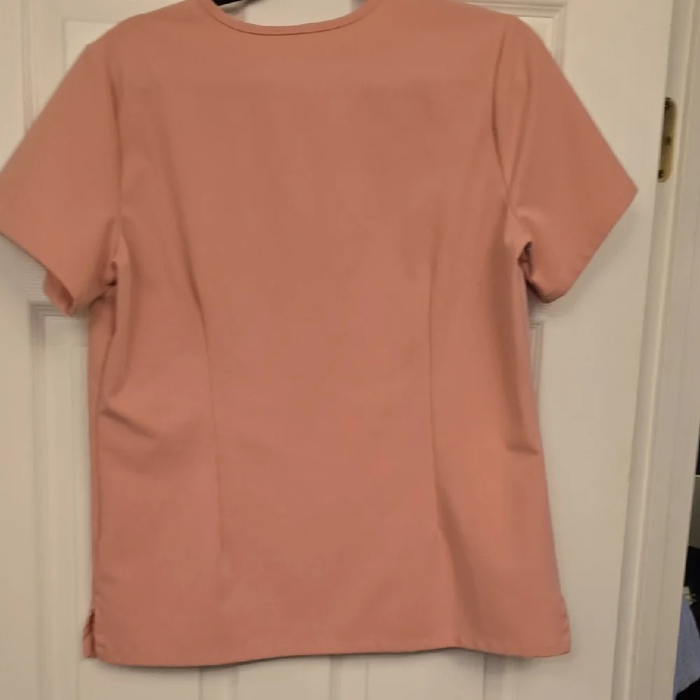 Figs Women's Pink V-Neck Short Sleeve Tee - Picture 3 of 3